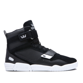 Supra Mens BREAKER Black/Silver/white High Top Shoes | CA-42141